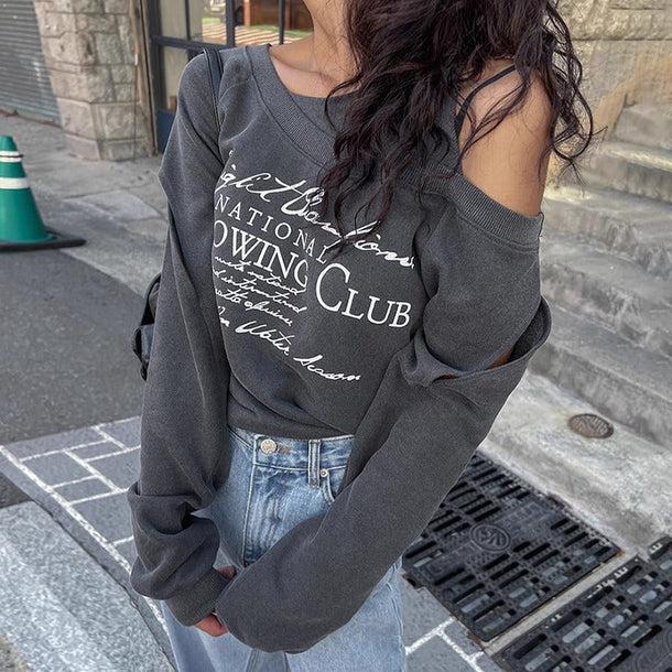 カットスリーブロゴショートスウエット 6174-gray_お取り寄せ6174-画像2-韓国ファッション通販POPREA［ポップリア］