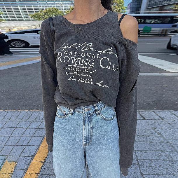 カットスリーブロゴショートスウエット 6174-gray_お取り寄せ6174-画像4-韓国ファッション通販POPREA［ポップリア］