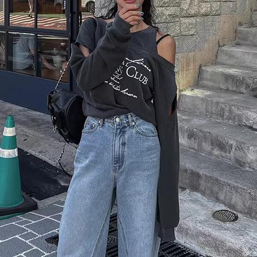 カットスリーブロゴショートスウエット 6174-gray_お取り寄せ6174-画像5-韓国ファッション通販POPREA［ポップリア］