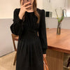 プリーツウエストブラックワンピース﻿ 6188-black_お取り寄せ6188-画像6-韓国ファッション通販POPREA［ポップリア］