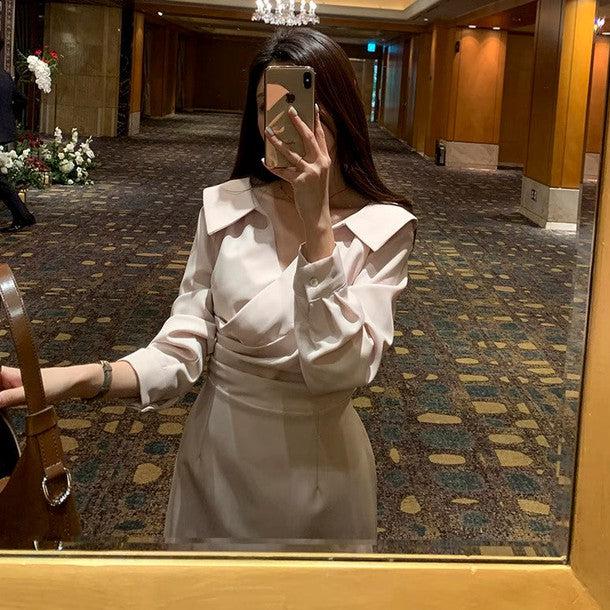 カラーリボンマーメイドワンピース 6197-ivory_お取り寄せ6197-画像3-韓国ファッション通販POPREA［ポップリア］