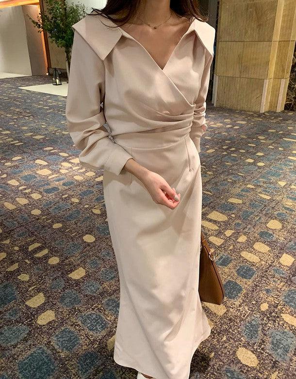 カラーリボンマーメイドワンピース 6197-ivory_お取り寄せ6197-画像5-韓国ファッション通販POPREA［ポップリア］