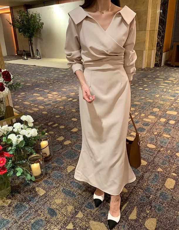 カラーリボンマーメイドワンピース 6197-ivory_お取り寄せ6197-画像6-韓国ファッション通販POPREA［ポップリア］