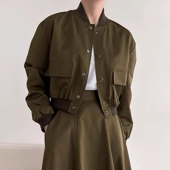 ベーシックブルゾンジャケット﻿﻿ 6217-green_お取り寄せ62171-画像2-韓国ファッション通販POPREA［ポップリア］