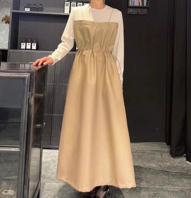 カットソードッキングフェイクレザーキャミワンピース﻿ 6223-khaki_お取り寄せ62233-画像7-韓国ファッション通販POPREA［ポップリア］