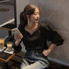 チューリップカラードットブラウス 6231-black_お取り寄せ6231-画像7-韓国ファッション通販POPREA［ポップリア］