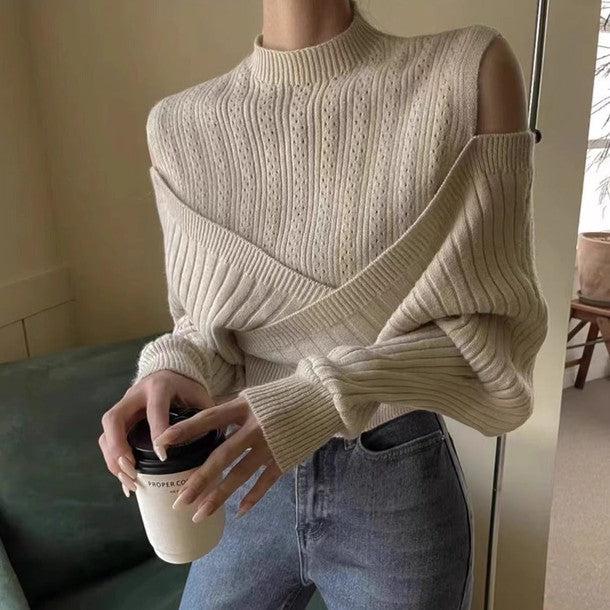 レイヤード風クロスニット 6240-ivory_お取り寄せ6240-画像2-韓国ファッション通販POPREA［ポップリア］