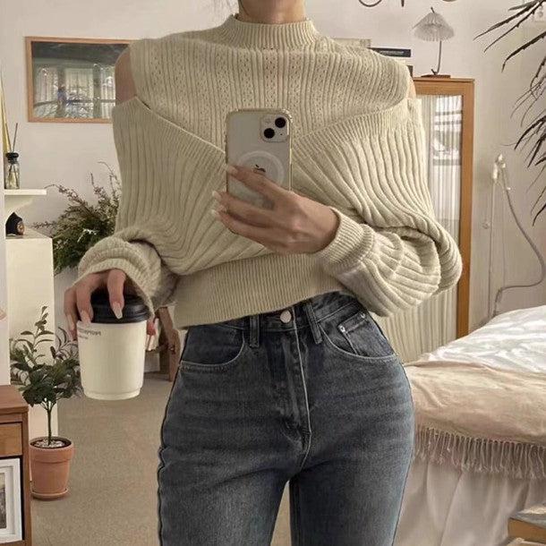 レイヤード風クロスニット 6240-ivory_お取り寄せ6240-画像5-韓国ファッション通販POPREA［ポップリア］