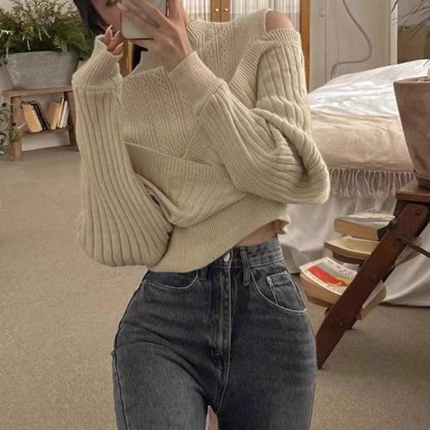 レイヤード風クロスニット 6240-ivory_お取り寄せ6240-画像6-韓国ファッション通販POPREA［ポップリア］