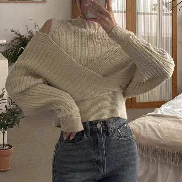 レイヤード風クロスニット 6240-ivory_お取り寄せ6240-画像8-韓国ファッション通販POPREA［ポップリア］