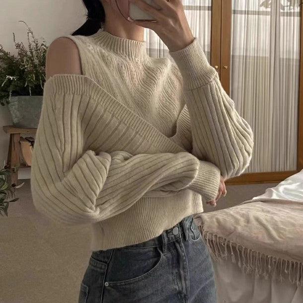 レイヤード風クロスニット 6240-ivory_お取り寄せ6240-画像1-韓国ファッション通販POPREA［ポップリア］