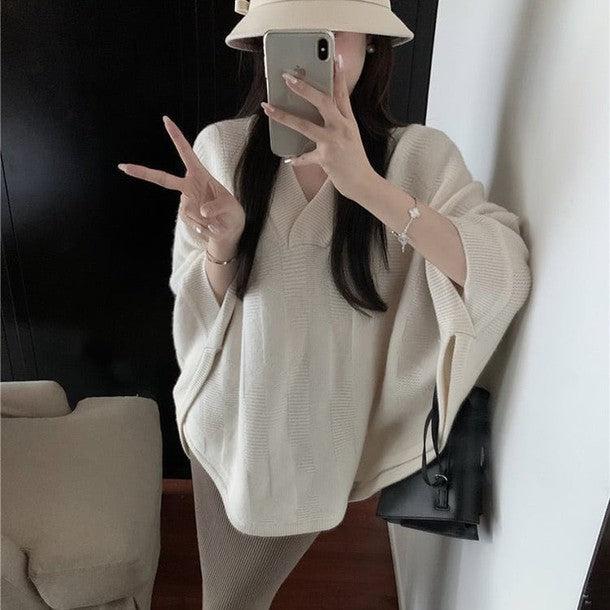 Vネックオーバーサイズボレロニット﻿ 6255-ivory_お取り寄せ6255-画像10-韓国ファッション通販POPREA［ポップリア］