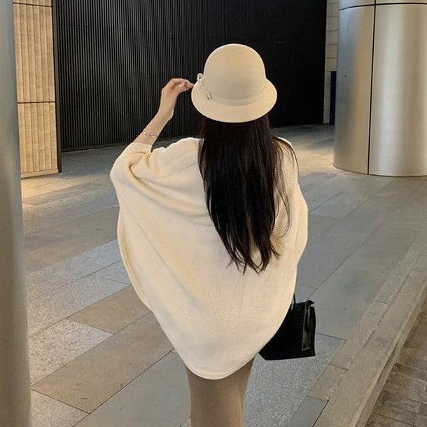 Vネックオーバーサイズボレロニット﻿ 6255-ivory_お取り寄せ6255-画像7-韓国ファッション通販POPREA［ポップリア］