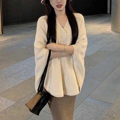 Vネックオーバーサイズボレロニット﻿ 6255-ivory_お取り寄せ6255-画像8-韓国ファッション通販POPREA［ポップリア］