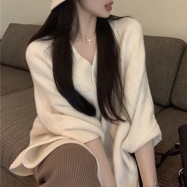 Vネックオーバーサイズボレロニット﻿ 6255-ivory_お取り寄せ6255-画像9-韓国ファッション通販POPREA［ポップリア］