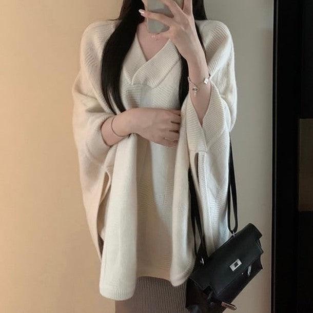 Vネックオーバーサイズボレロニット﻿ 6255-ivory_お取り寄せ6255-画像1-韓国ファッション通販POPREA［ポップリア］