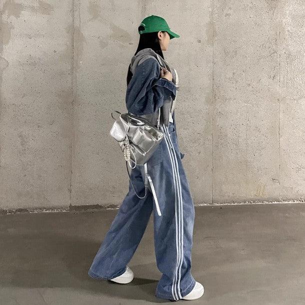 サイドラインワイドデニムパンツ﻿﻿ 6256 - 韓国ファッション通販