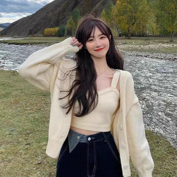 ニットキャミ&ショートカーディガン﻿﻿﻿﻿﻿ 6266-ivory_お取り寄せ62663-画像6-韓国ファッション通販POPREA［ポップリア］