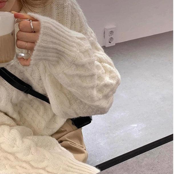 ラウンドネックツイードニット﻿﻿﻿﻿﻿ 6268-ivory_お取り寄せ6268-画像4-韓国ファッション通販POPREA［ポップリア］