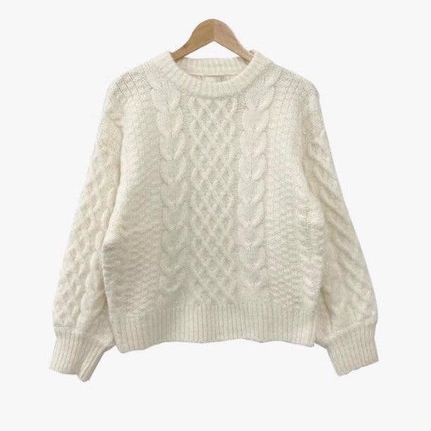 ラウンドネックツイードニット﻿﻿﻿﻿﻿ 6268-ivory_お取り寄せ6268-画像5-韓国ファッション通販POPREA［ポップリア］