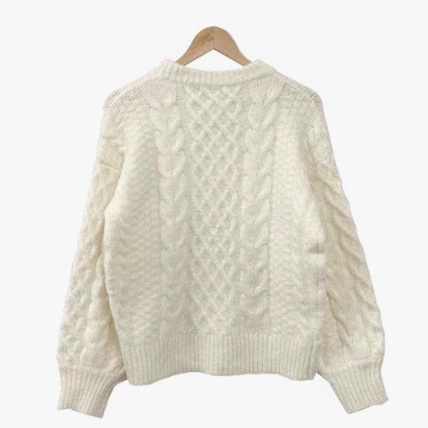 ラウンドネックツイードニット﻿﻿﻿﻿﻿ 6268-ivory_お取り寄せ6268-画像6-韓国ファッション通販POPREA［ポップリア］