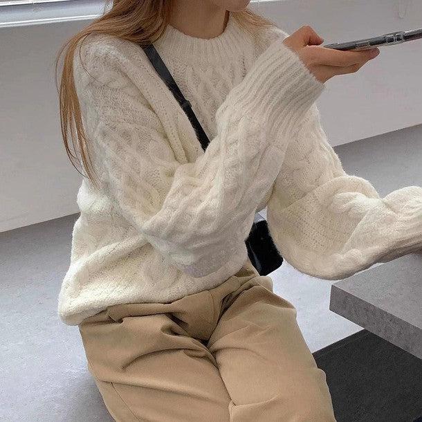 ラウンドネックツイードニット﻿﻿﻿﻿﻿ 6268-ivory_お取り寄せ6268-画像7-韓国ファッション通販POPREA［ポップリア］