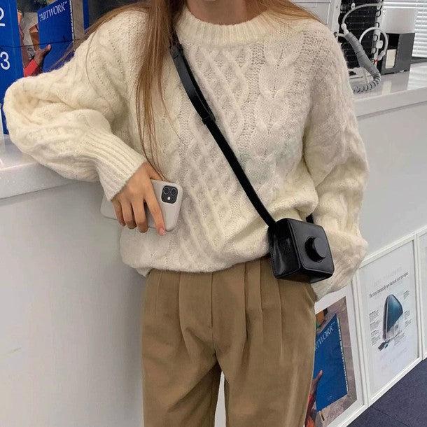 ラウンドネックツイードニット﻿﻿﻿﻿﻿ 6268-ivory_お取り寄せ6268-画像9-韓国ファッション通販POPREA［ポップリア］