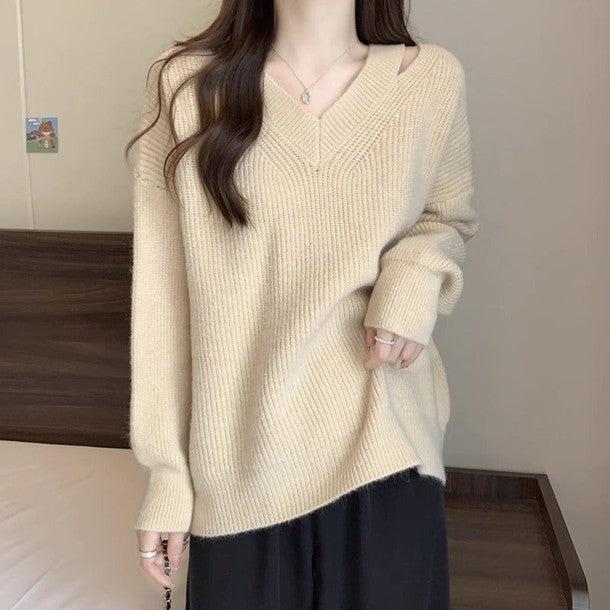 スリットカラーVネックニット﻿﻿﻿﻿﻿﻿﻿ 6285-ivory_お取り寄せ62852-画像7-韓国ファッション通販POPREA［ポップリア］