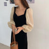 シースルースリーブハートネックワンピース 6289-black_お取り寄せ6289-画像2-韓国ファッション通販POPREA［ポップリア］