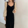 シースルースリーブハートネックワンピース 6289-black_お取り寄せ6289-画像4-韓国ファッション通販POPREA［ポップリア］