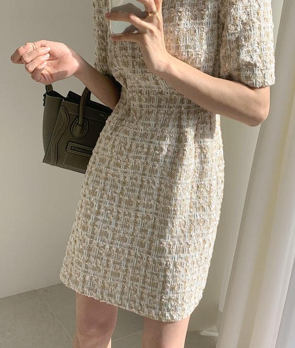 パフスリーブツイードミニワンピース 6299-ivory_お取り寄せ6299-画像11-韓国ファッション通販POPREA［ポップリア］