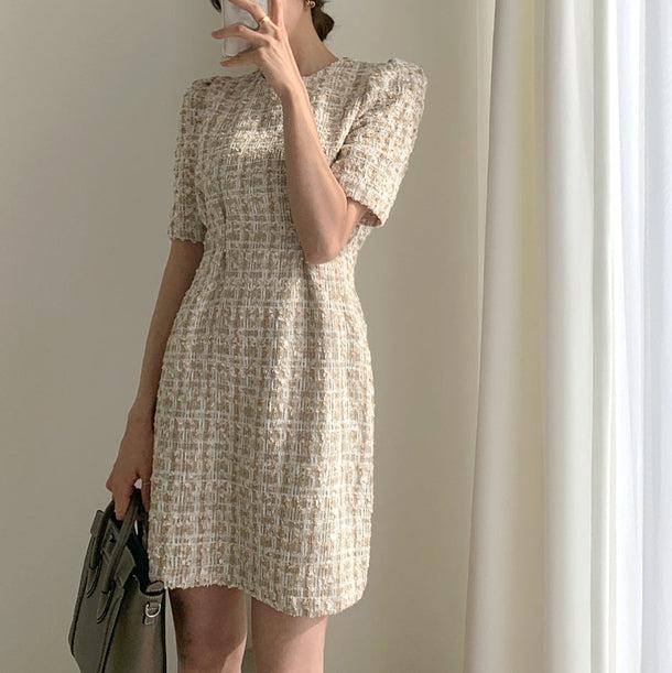 パフスリーブツイードミニワンピース 6299-ivory_お取り寄せ6299-画像12-韓国ファッション通販POPREA［ポップリア］