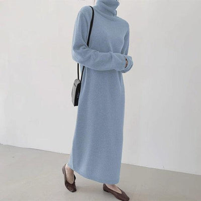 タートルネックロングニットワンピース 6319-blue_お取り寄せ63193-画像12-韓国ファッション通販POPREA［ポップリア］