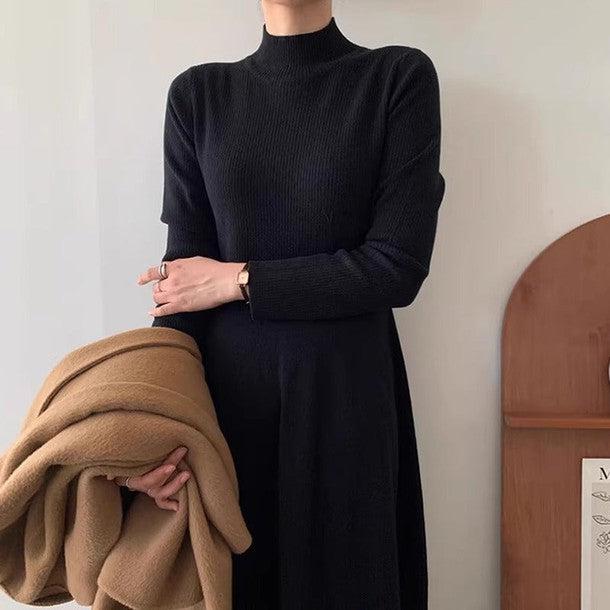 ハイネックリブニットワンピース 6353-black_お取り寄せ63533-画像6-韓国ファッション通販POPREA［ポップリア］