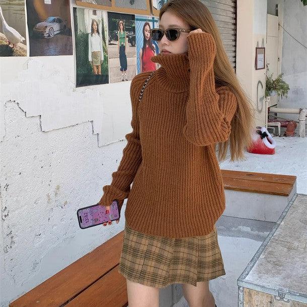 サイドボタンタートルネックニット 6358-brown_お取り寄せ6358-画像8-韓国ファッション通販POPREA［ポップリア］