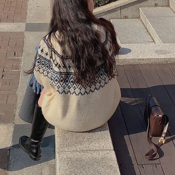 ウィンタープリントニットワンピース 6378-white_お取り寄せ6378-画像15-韓国ファッション通販POPREA［ポップリア］