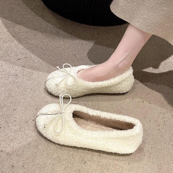 ボアリボンフラットシューズ 6379-white/35(22.5cm)_お取り寄せ637911-画像8-韓国ファッション通販POPREA［ポップリア］