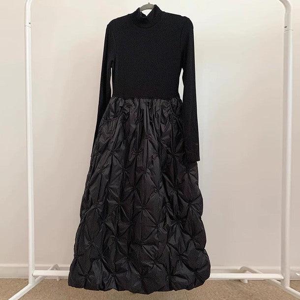 キルティングボリュームドッキングワンピース 6383-black_お取り寄せ6383-画像10-韓国ファッション通販POPREA［ポップリア］