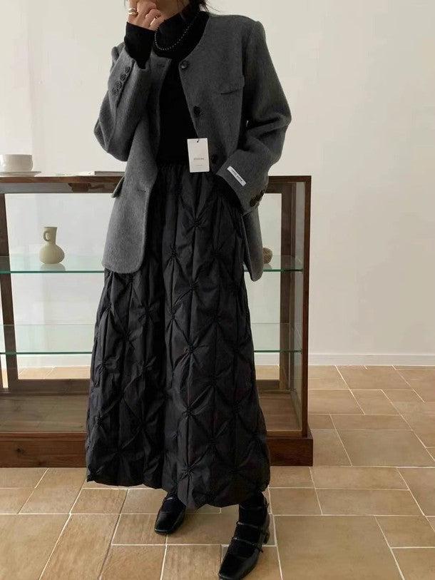 キルティングボリュームドッキングワンピース 6383-black_お取り寄せ6383-画像8-韓国ファッション通販POPREA［ポップリア］