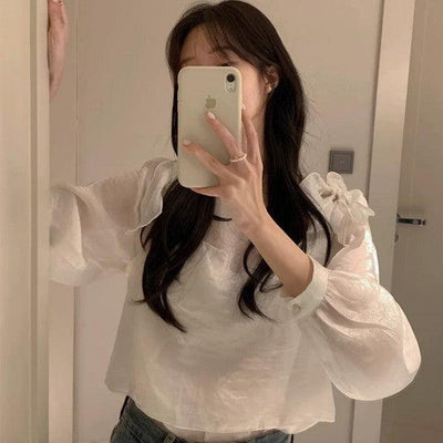 ショルダーリボンシアーブラウス 6400-white_お取り寄せ6400-画像7-韓国ファッション通販POPREA［ポップリア］