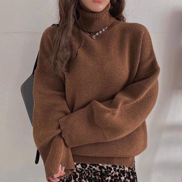 ハイネックオーバーサイズニット 6423-brown_お取り寄せ6423-画像4-韓国ファッション通販POPREA［ポップリア］