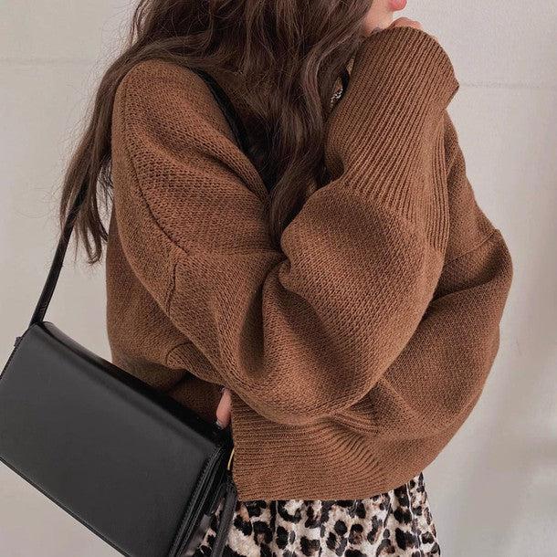 ハイネックオーバーサイズニット 6423-brown_お取り寄せ6423-画像6-韓国ファッション通販POPREA［ポップリア］