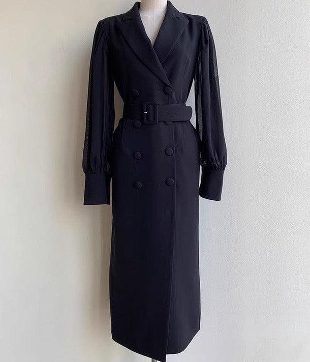 シアースリーブダブルブレストワンピース 6447-black_お取り寄せ6447-画像8-韓国ファッション通販POPREA［ポップリア］