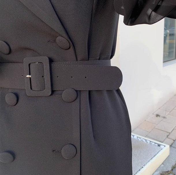 シアースリーブダブルブレストワンピース 6447-black_お取り寄せ6447-画像9-韓国ファッション通販POPREA［ポップリア］