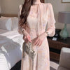 フラワーシアーシフォンドレス 6450-pink_お取り寄せ6450-画像6-韓国ファッション通販POPREA［ポップリア］