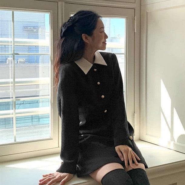 ツイードブラックワンピース﻿ 6468-black_お取り寄せ6468-画像15-韓国ファッション通販POPREA［ポップリア］