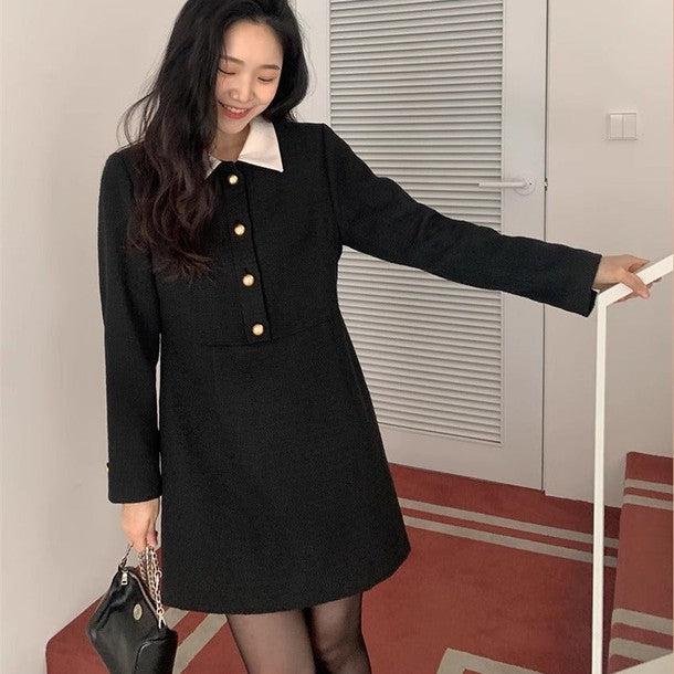 ツイードブラックワンピース﻿ 6468-black_お取り寄せ6468-画像6-韓国ファッション通販POPREA［ポップリア］