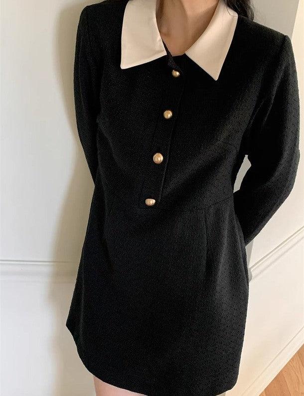 ツイードブラックワンピース﻿ 6468-black_お取り寄せ6468-画像9-韓国ファッション通販POPREA［ポップリア］