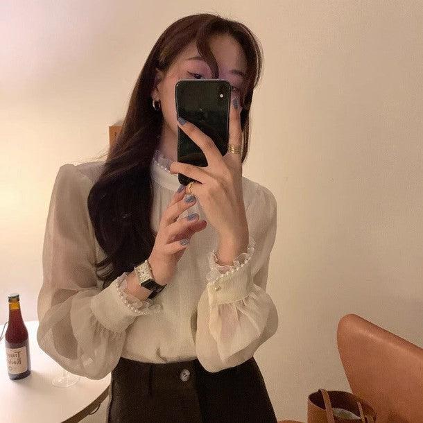 プチフリルパールブラウス 6486-ivory_お取り寄せ6486-画像10-韓国ファッション通販POPREA［ポップリア］