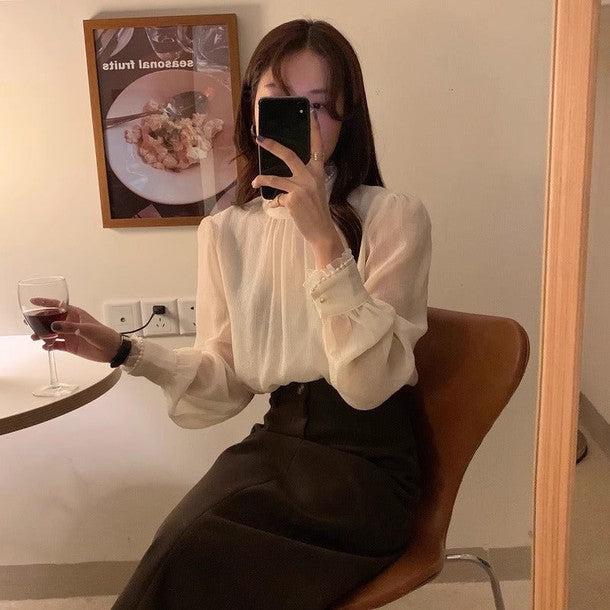 プチフリルパールブラウス 6486-ivory_お取り寄せ6486-画像9-韓国ファッション通販POPREA［ポップリア］